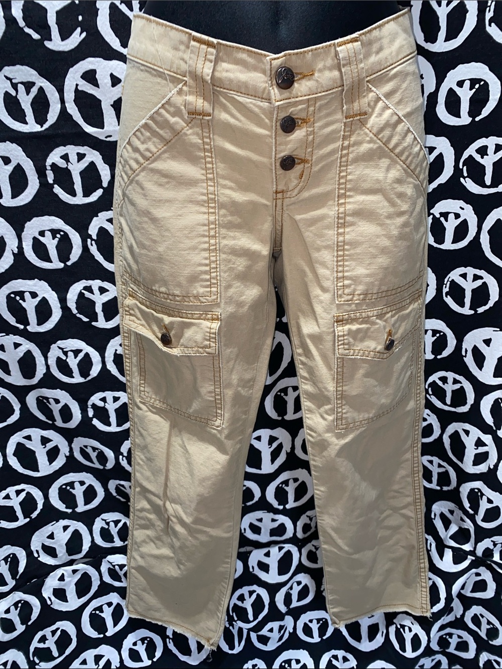 Joie Beige Pants with Gold Stitching Sz 25